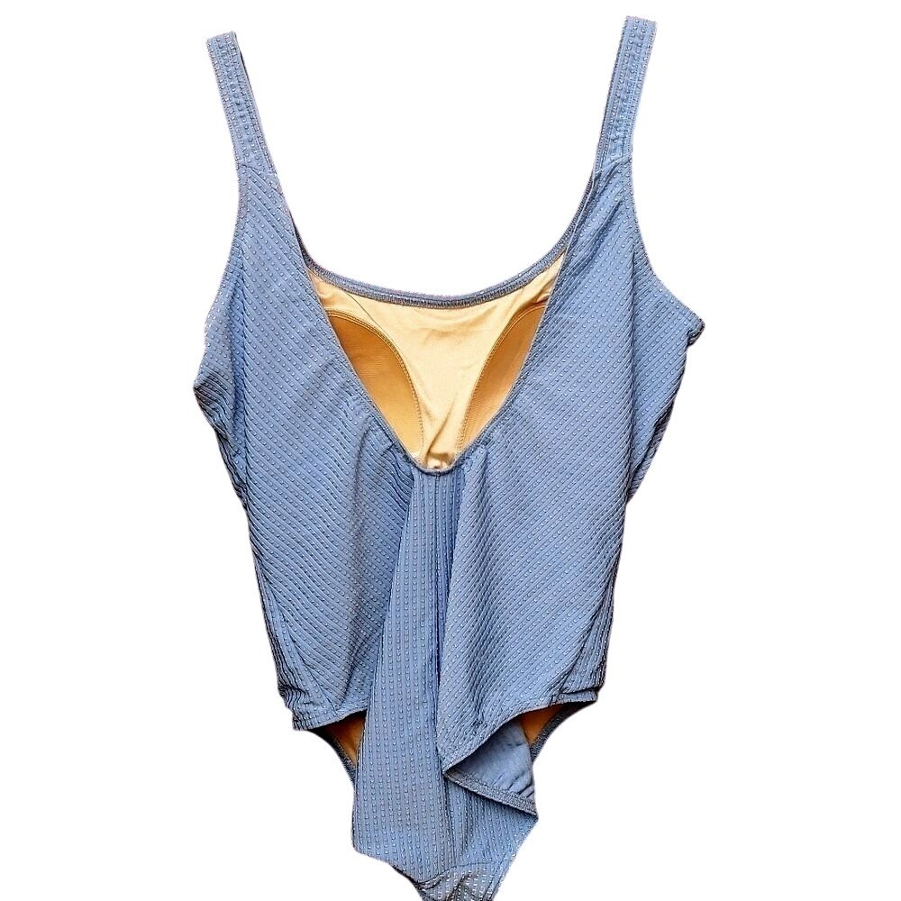 Baltex Blue Ribbed One-Piece‎ Swimsuit Size 16 Womenswear #75C